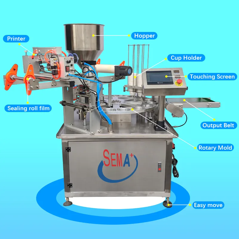 Automatic Coffee Yogurt Ice Cream Instant Noodles Cup Filling Sealing Machine
