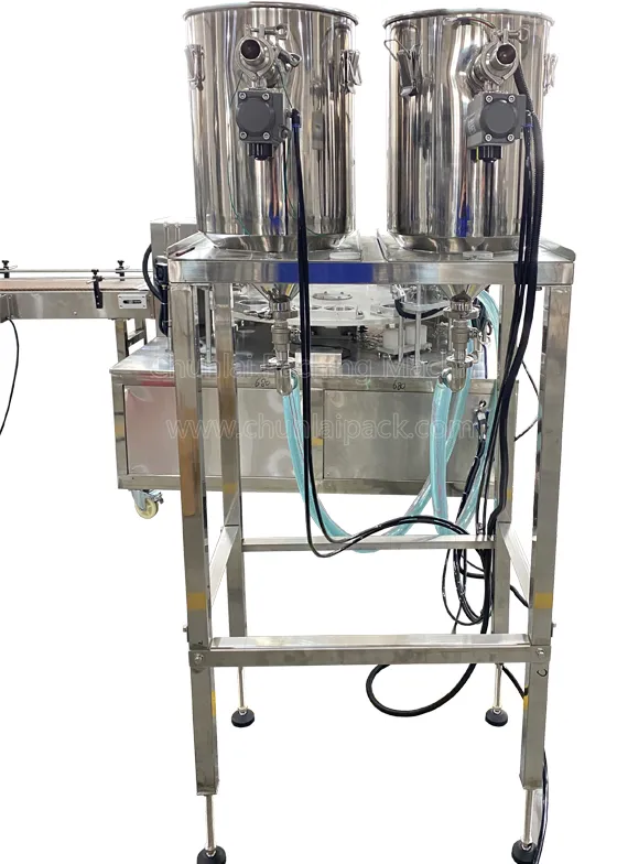Automatic Rotary Type Yogurt Plastic Cup Filling Sealing Packaging Machine with Plexiglass