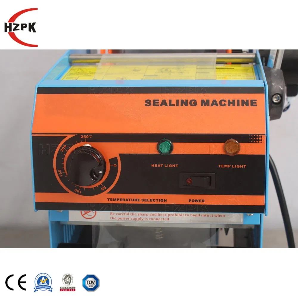 Hzpk Hot Sale Bubble Tea Cup Sealer Machine Heat Sealing Semi Automatic